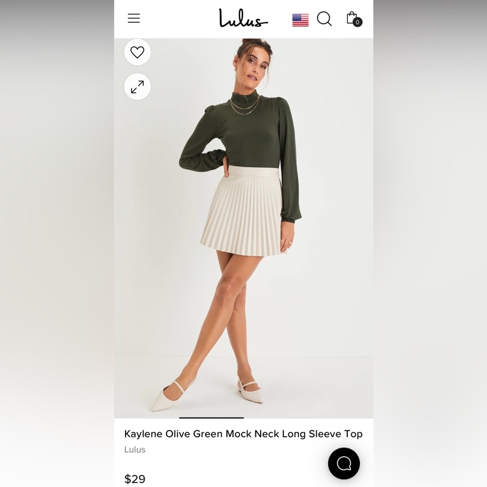 Lulu's Olive Green Mock Neck Long Sleeve Top